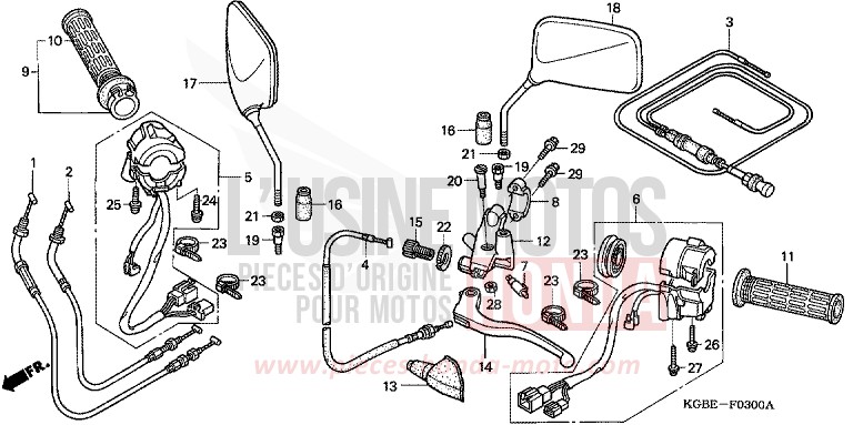 HANDLE LEVER/SWITCH/CABLE for Shadow VT125C NOIR (NH1) from 2006